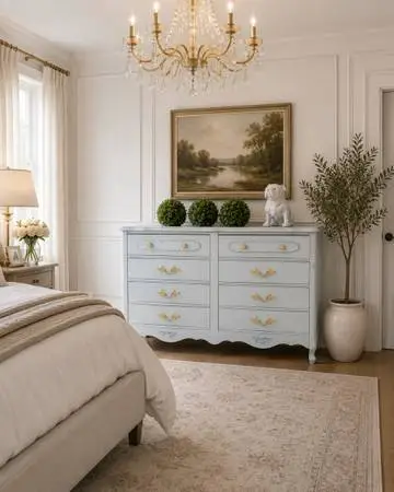 Blue and gold french provincial dresser