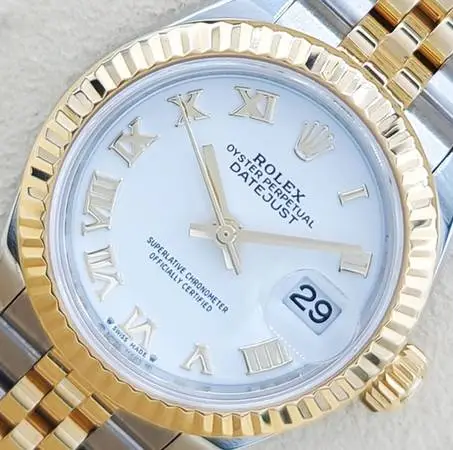 Rolex Ladies 28mm Datejust 279173 White Dial 18KYG / SS Complete 2022