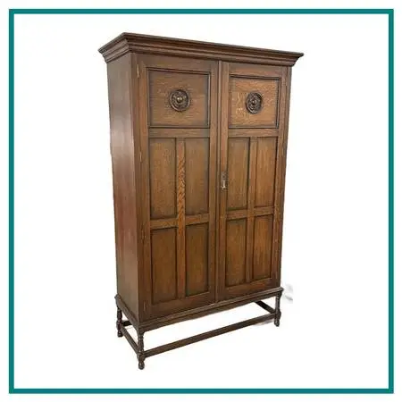 English Arts & Crafts Oak Armoire