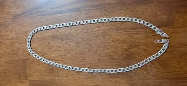 Flat Cuban Link Chain 24 6mm Silver Necklace