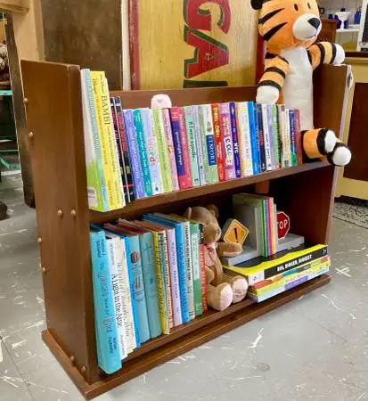 Short Mid Century Solid Wood Bookshelf