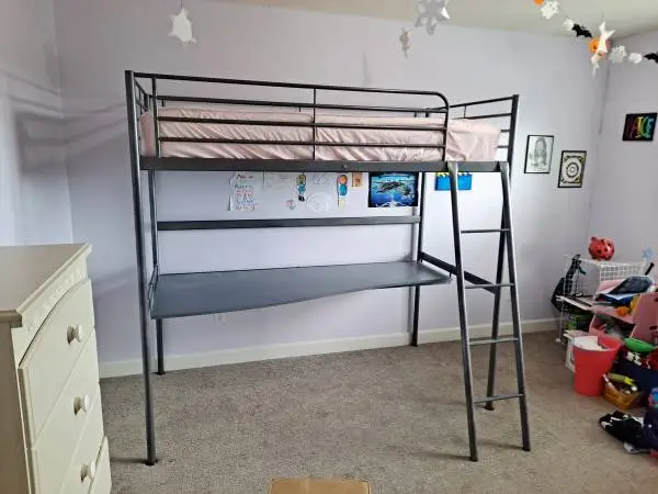 Loft bed with desk and mattress