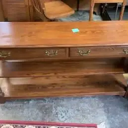 Wood Console Table 2 Drawers Shelves