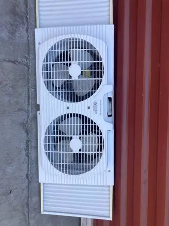Fan,white window double blade,2 ext,clean,quiet,like new.