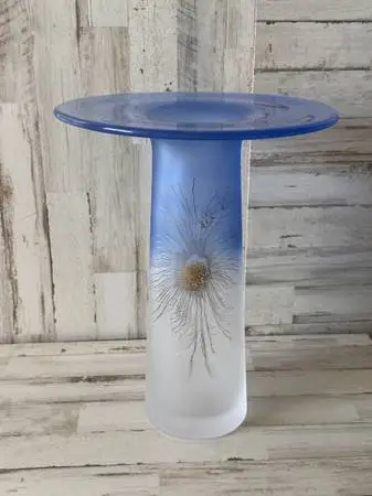 Schott Zwiesel Art Glass Ambiente Satin Blue Glass Vase 14 1/4
