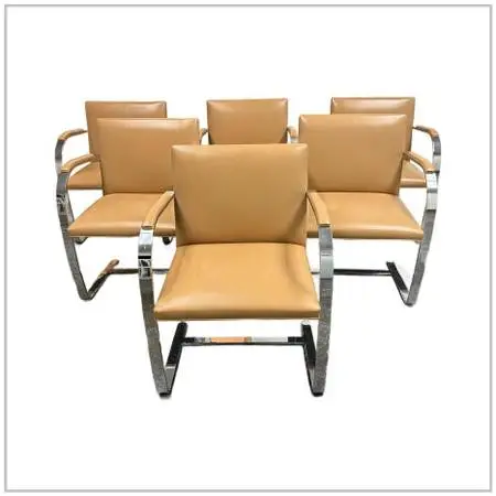 Ludwig Mies Van Der Rohe For Knoll Brno Armchairs, Set Of Six