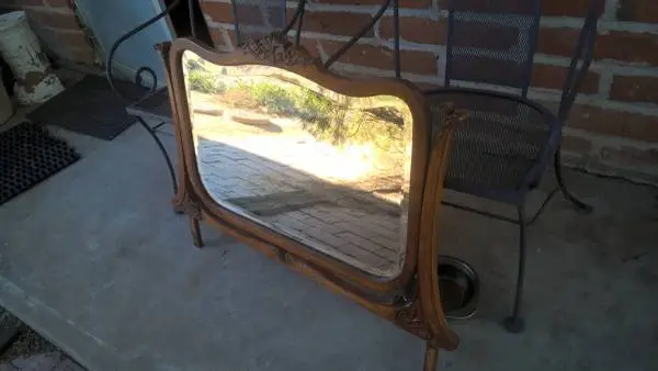 High Boy Dresser top beveled mirror with wishbone holder - $65