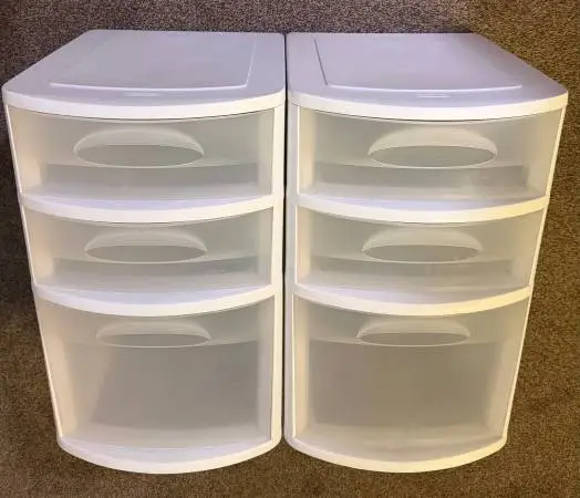 Set of 2 Large Sterilite 3-Drawer Plastic Storage Units – Modular