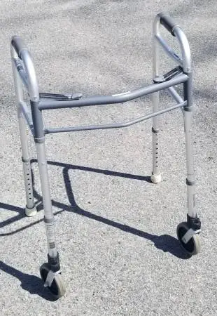 Medline Guardian 2-Button Adjustable Folding Walker with 5 Wheels
