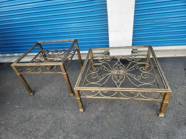 (2) Vintage LaBarge Metal and Glass Coffee Table Italy Tables