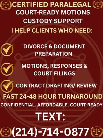 Arlington: Divorce & Custody Documents (24–48hr) — TEXT ONLY