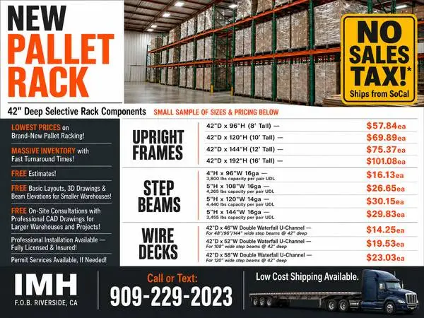 WHOLESALE Pallet Rack: 🆕Warehouse Racks for LESS THAN USED Racking!