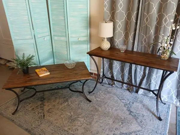 Beautiful solid wood farmhouse style rustic entry table