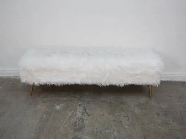 White Fuax Fur Bench w/ Gold Legs $159.00 58W x 17 D x 18 H