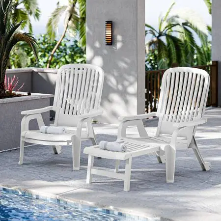 Grosfillex Bahia Stacking Outdoor Patio Pool Deck Chairs (Set of 4)