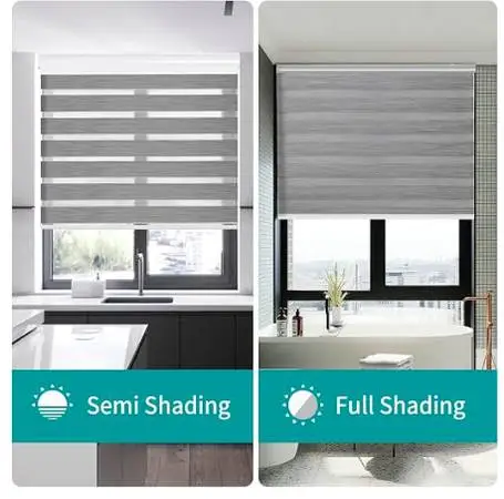 Cordless Zebra Roller Shade for Window,Grey Sheer Mini Zebra Blind