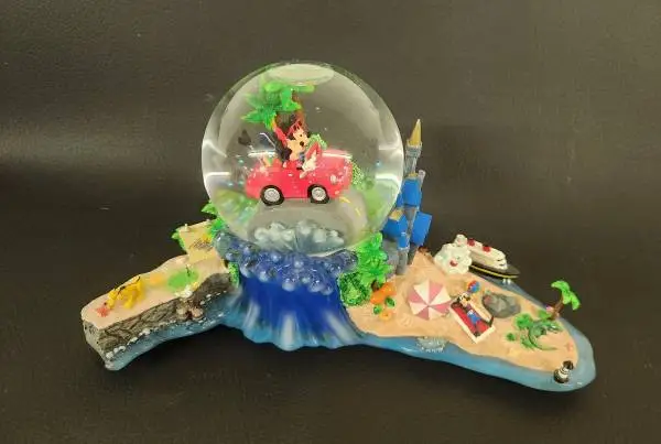 Rare Vintage Disney Mickey & Minnie Music Box Snow Globe
