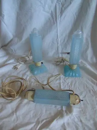 Deco Mid Century Modern Bullet Torpedo Skyscraper 3 Lamp set $65