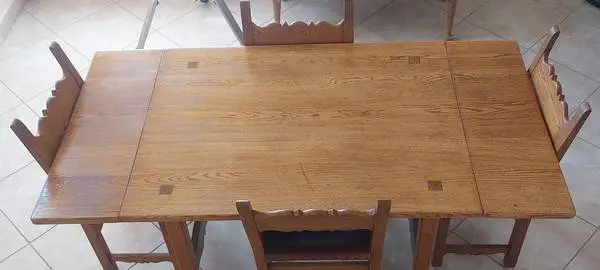 Oak dining table and chairs