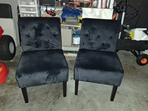 Sitting chairs black velveteen set of 2
