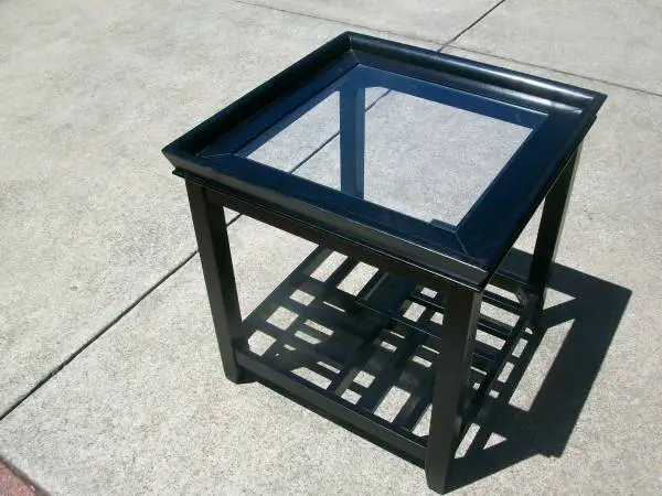 Side Table. REAL Wood with Glass Top