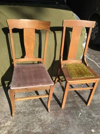 Antique solid oak chairs.