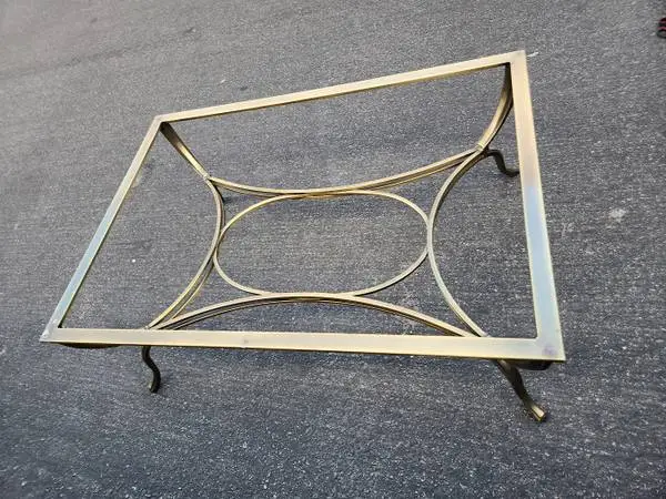 48 Antiqued Gold Forged Iron Coffee Table Italian Hwd Regency