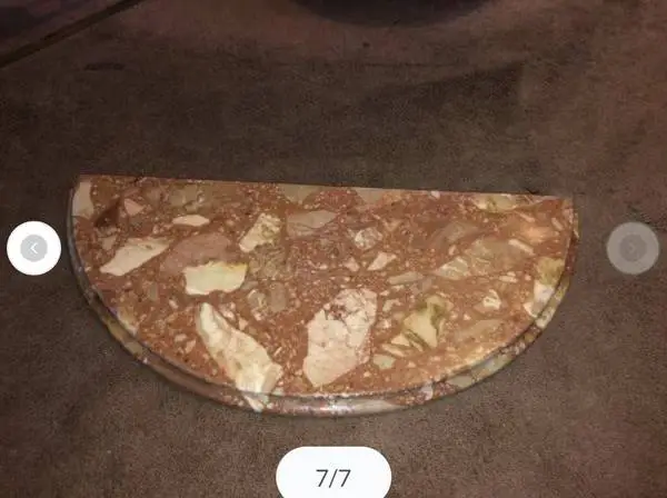 Vintage Hollywood Regency Pink Granite Curved Wall mount Table & Brass