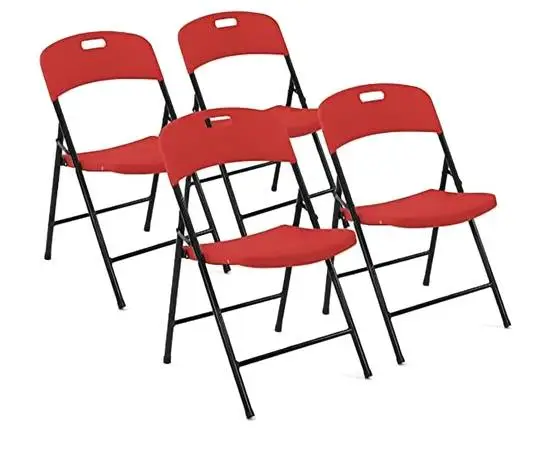 NEW SET OF 4 RED FOLDING CHAIRS HEAVY DUTY 300LB CAPACITY