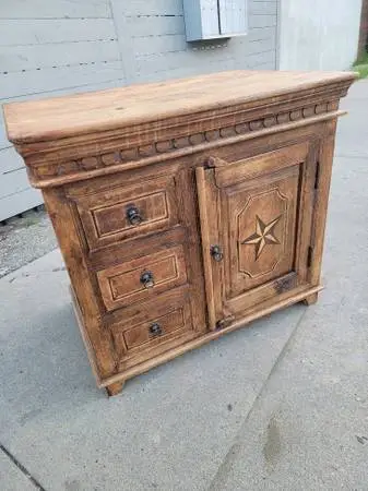RANGER Farmhouse Brown Rope & Star Nightstand Reclaimed Wood