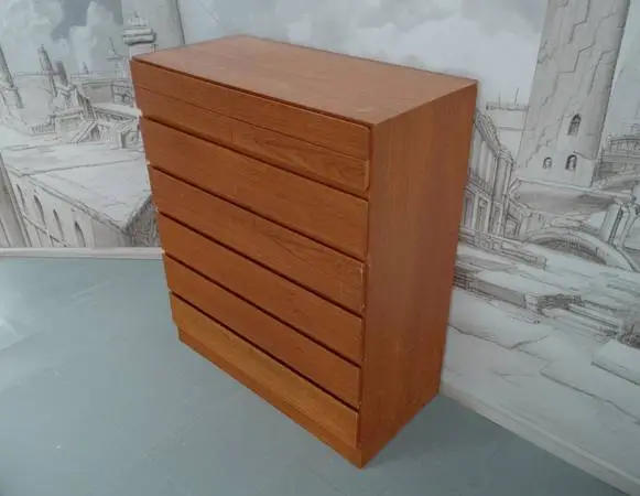 Teak Iversen for Vinde Danish Highboy Dresser Chest of Drawers - MCM