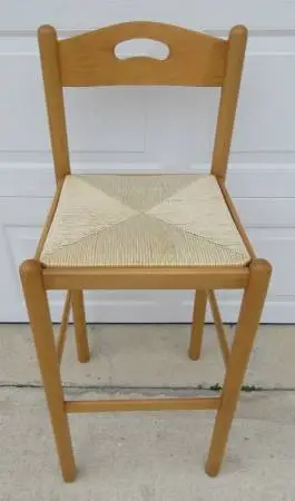 Wood and Rope Wicker Barstool