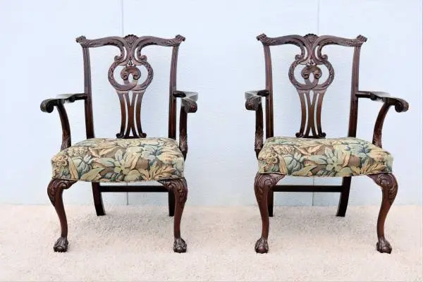 Traditional Chippendale Style Walnut Armchairs by Smith & Watson, Pair