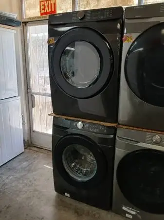 Samsung black front load washer and gas dryer