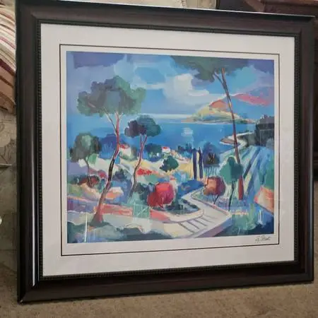 Lg Framed & Signed J C Picot French Rivera Seriolitho