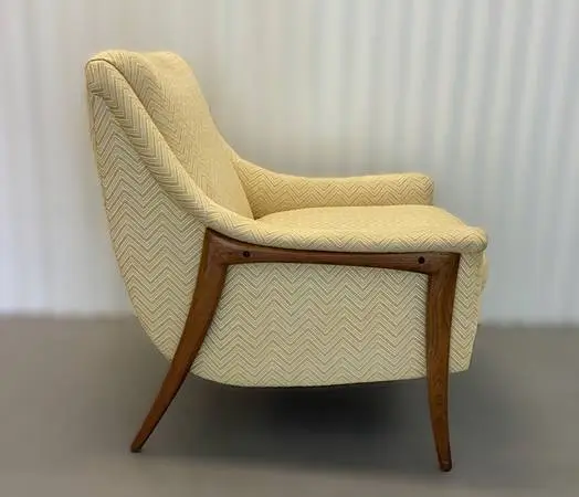 Kroehler Avant Mid Century Modern Lounge Chair, Walnut, Upholstered