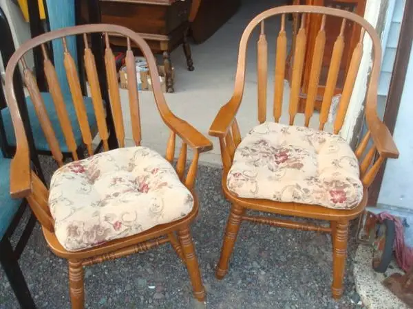 2 wooden arm chairs