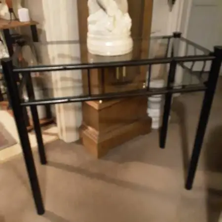 Metal 2-Tier Glass Top Table
