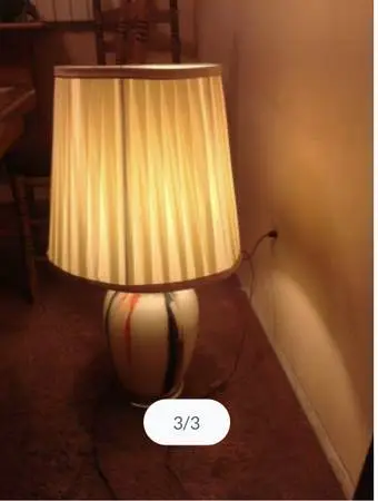 Vintage Mid Century Modern Marble Swirl MCM Table Lamp Pleated Shade