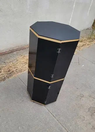 33 Octagonal Rotating Black Metal Cabinet Nightstand Tower Stand