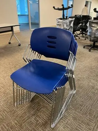 Hard Plastic Blue Stacking Chairs