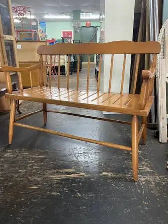 Mid-century slat seat bench