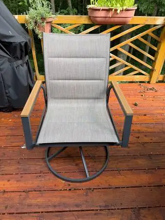 Waterline Set of 4 Charcoal gray Steel Frame Swivel rocker with Tan sling seat