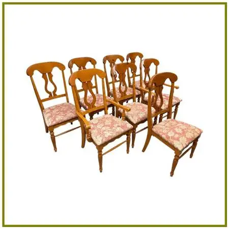 Fiddleback Splat Floral Dining Chairs, Set Of Eight