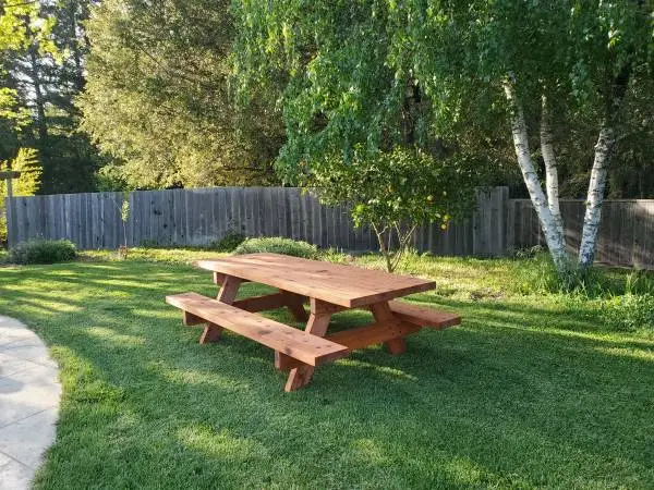 Handmade Redwood Picnic Table