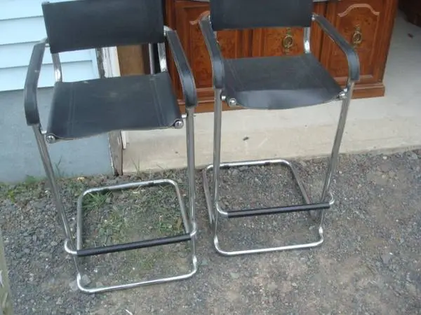 2 chrome frame stools,