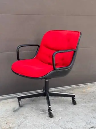 Charles Pollock MCM Red Office Chair – Mid Century Modern Swivel Chair