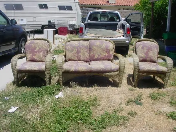 3 pc wicker patio set loveseat 2 chairs