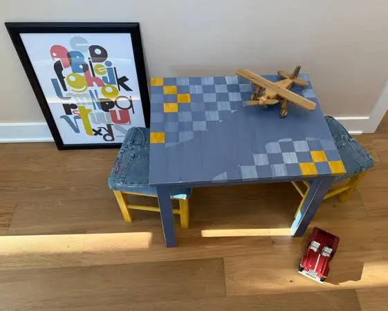 Denim Blue Childs Table & Stools Set