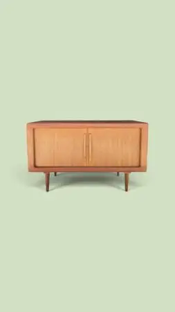 vintage teak credenza, sliding doors, made in Denmark